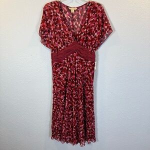 Chic Red Geometric Midi Dress